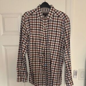 Johnston & Murphy Brown and Blue Checkered Shirt
